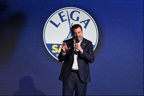 Matteo Salvini durante congresso da Liga em Florença
