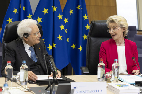 Mandatário italiano se reuniu com Ursula von der Leyen e Roberta Metsola