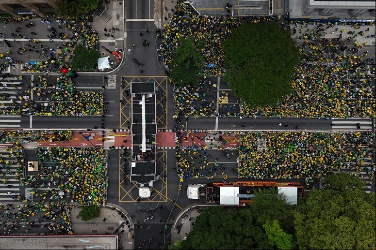 Vista aérea de manifestação bolsonarista na Avenida Paulista © ANSA/AFP