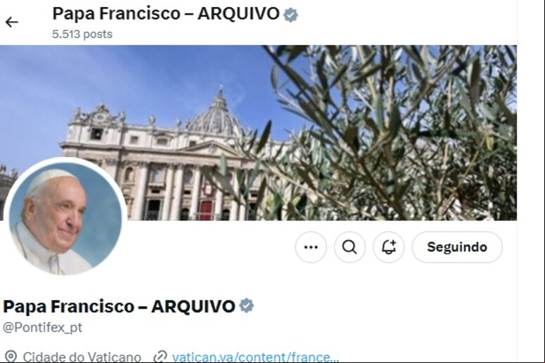 Perfil oficial de Francisco é um dos mais seguidos do mundo © ANSA/Reprodução Redes Sociais
